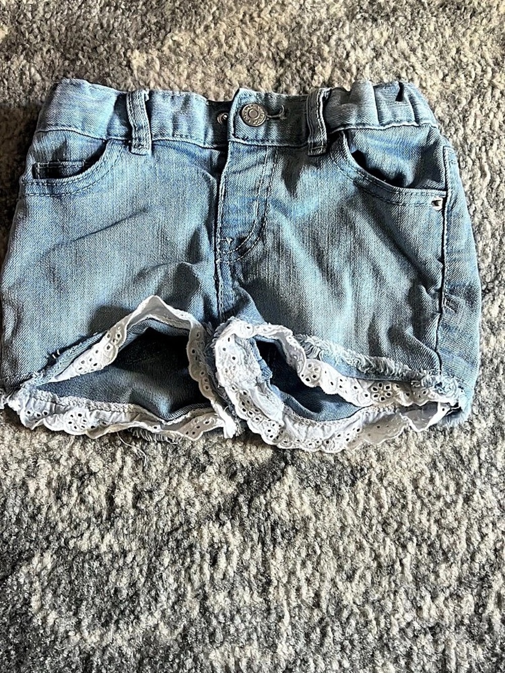 Cat & Jack Girls Denim Shorts with Eyelet Lace Trim Denim Lace-Trim Shorts